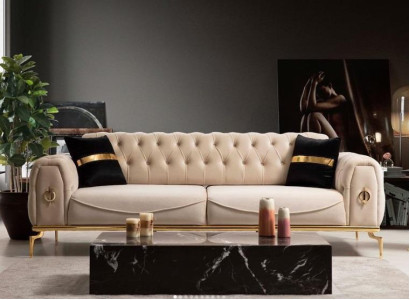 Modernes Chesterfield Sofa Dreisitzer Stoffmöbel Edelstahlmöbel Couch